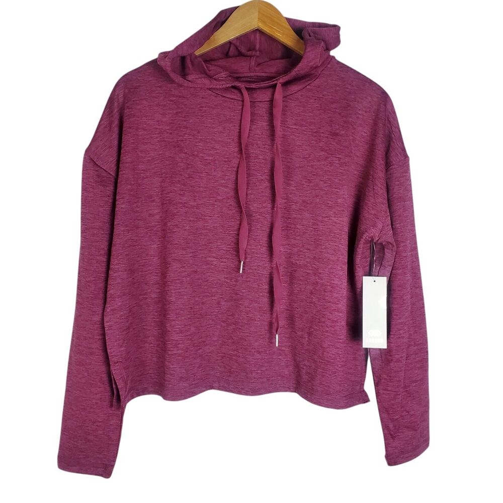 LEG3ND Womens Pullover Hoodie Size L Burgundy Lightweight Activewear Short NEW